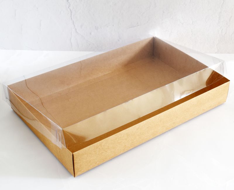 Kraft Catering Platter with PVC Lid 415 x 270 x 60mm (Each)