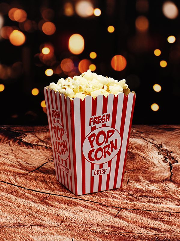Box Popcorn Small WORDS Red/White Stripe 105x105x155mm