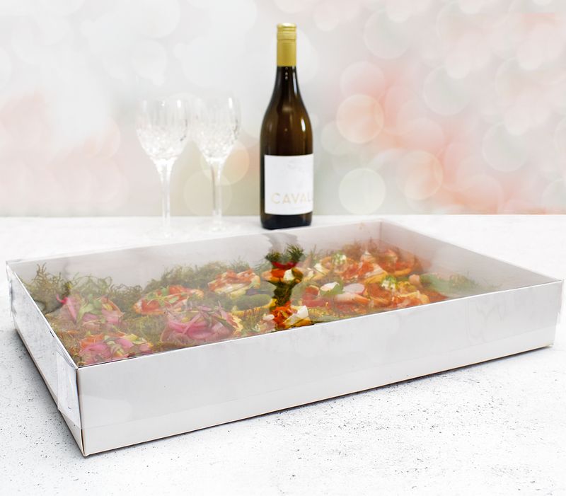 White Catering Platter with PVC Lid 415 x 270 x 60mm (Each)