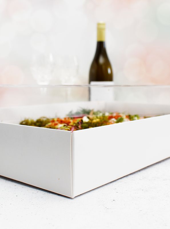 White Catering Platter with PVC Lid 415 x 270 x 60mm (Each)