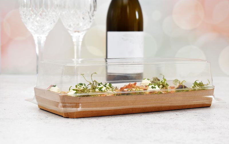 Sushi &amp; Loaf Platter with PET Dome 260 x 130 x 70mm (Pack of 10)