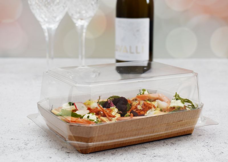 Cake &amp; Loaf Platter with PET Dome 170 x 130 x 70mm (Pack of 10)