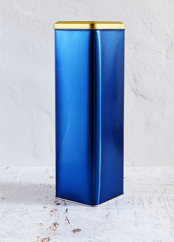 Liquor Bottle Tin + Lid  - Matt Blue &amp; Gold (each)