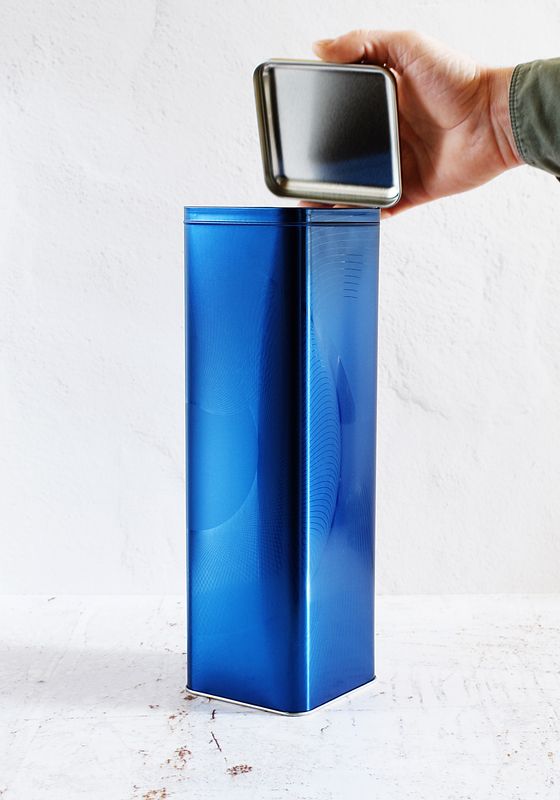 Liquor Bottle Tin + Lid  - Matt Blue &amp; Gold (each)