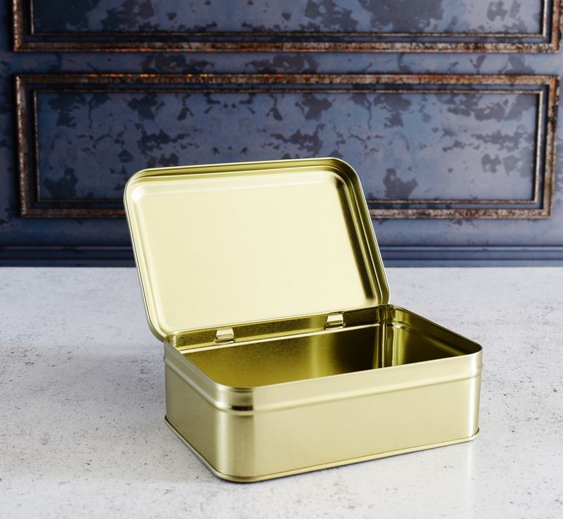 Aluminium Biscuit Tin with Lid – Gold