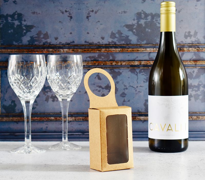 Bottle Neck Gift Box with Window Kraft - 60 x 100 x 40 mm
