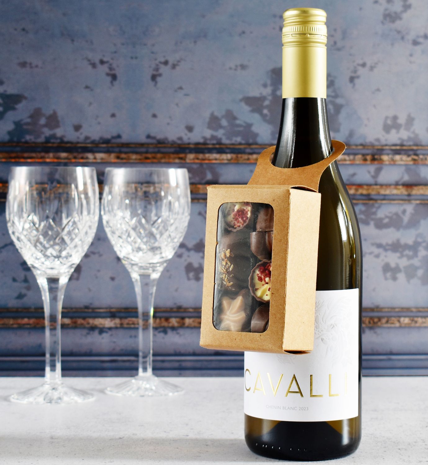 Bottle Neck Gift Box with Window Kraft - 60 x 100 x 40 mm