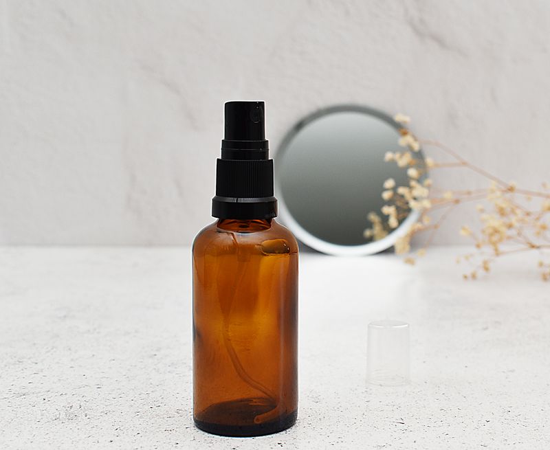 Amber Dropper Bottle 50ml - Pump Atomiser Black (18/410)