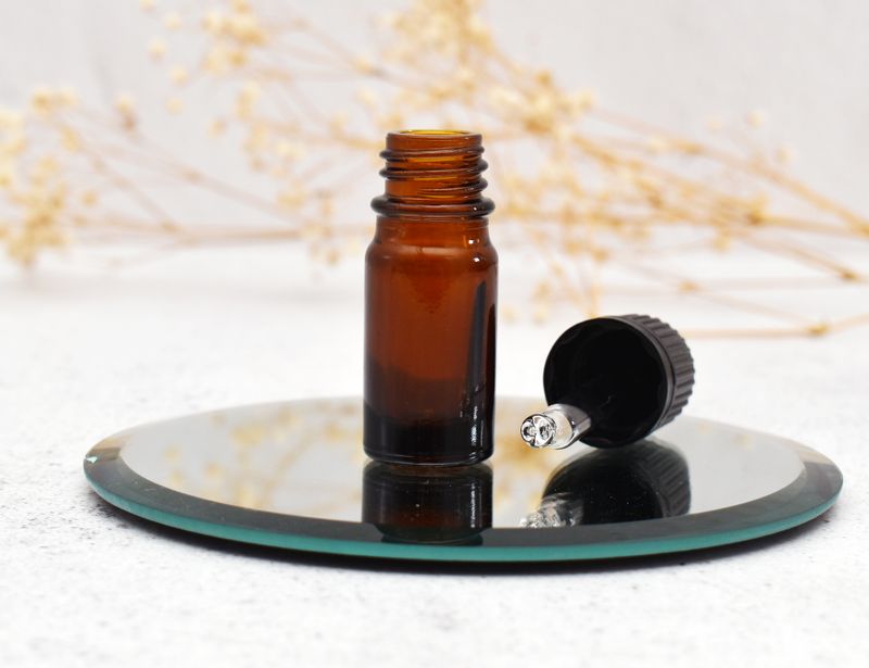 Amber Glass Bottle Dropper 5ml - Pipette 18x52mm Black