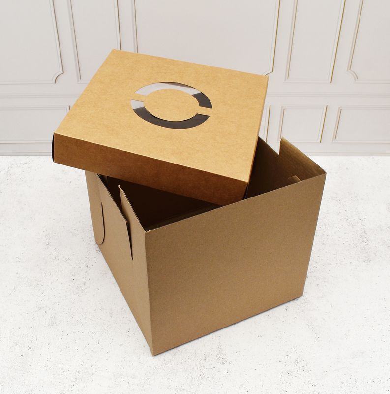 10 Inch Kraft Cake Box with Lid – Corrugated Base – 25 cm High