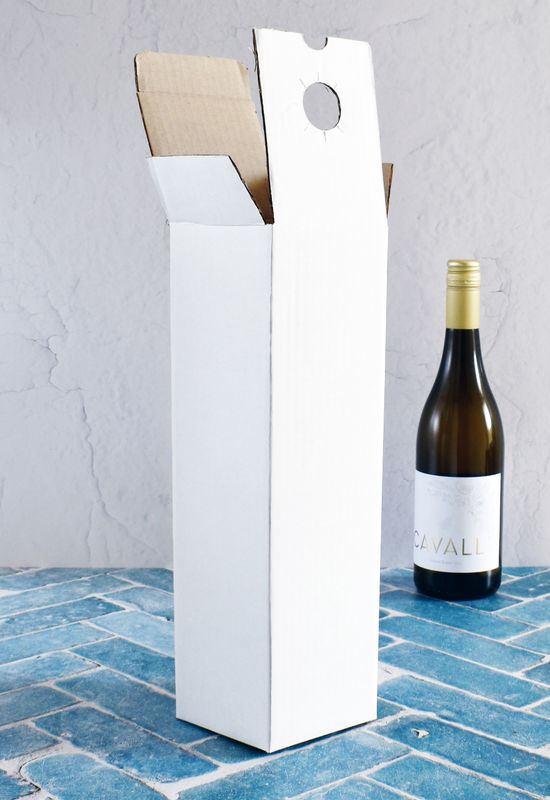 Wine Bottle Box White – Single Bottle 95x95x330mm (No Handle)