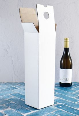 Wine Bottle Box White – Single Bottle 95x95x330mm (No Handle)