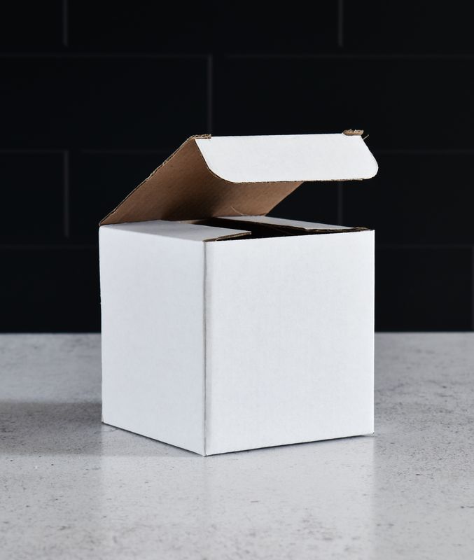 Corrugated White Mug Box 90mmx90mmx90mm (ea)