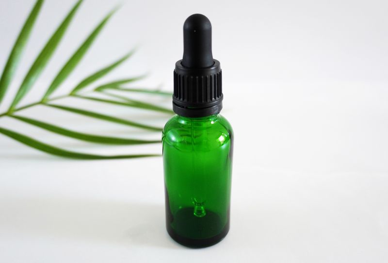 Green Glass Bottle Dropper 30ml - Pipette 77mm Black