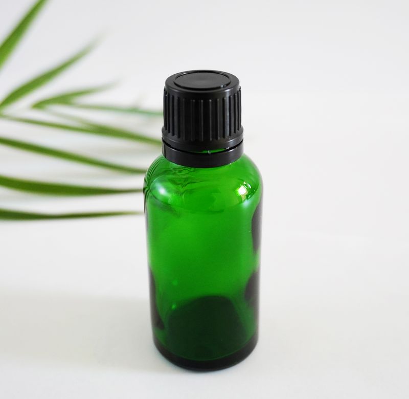 Green Glass Bottle Dropper 30ml - Slow Flow Cap Black