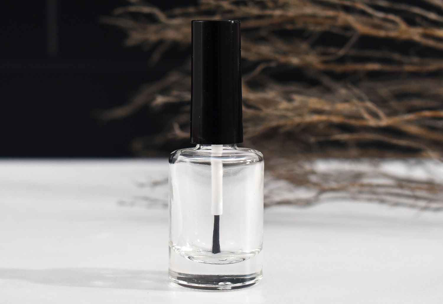 Clear Nail Polish Bottle With black Cap 10ml