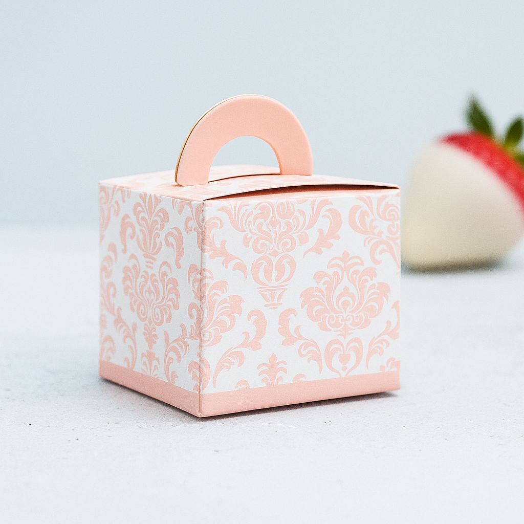 Novelty Box Damask 65x65x60mm Pink (ea)