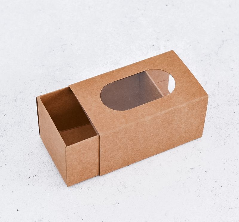 Box Macaron Slide Window Eco Kraft - 90 x 55 x 50 mm (ea)