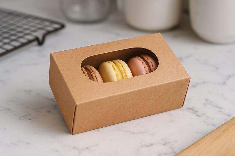 Box Macaron Slide Window Eco Kraft - 90 x 55 x 50 mm (ea)