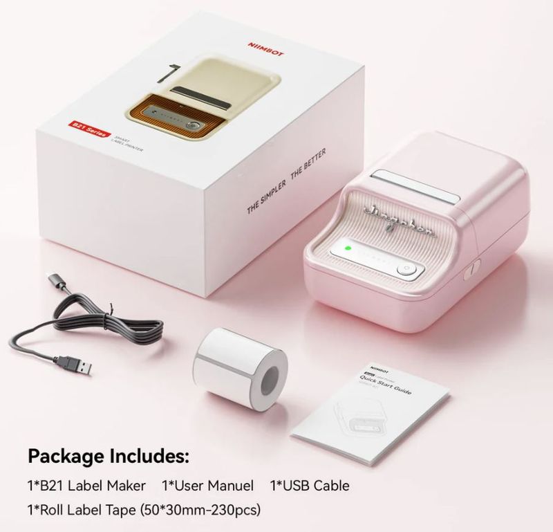 Niimbot B21 Portable Thermal Label Printer Pink (each)