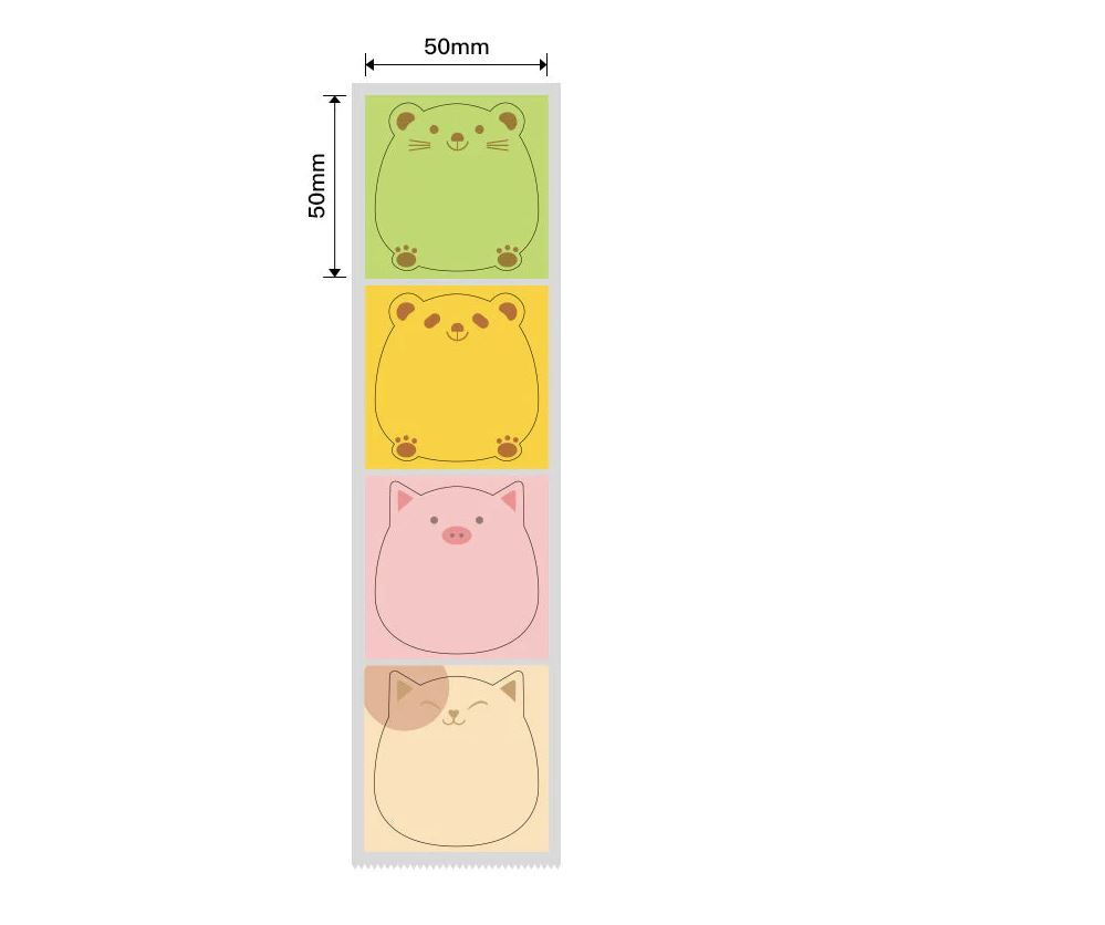 Niimbot B21/B3s - 50*50MM - 150 Animal Design Thermal Labels