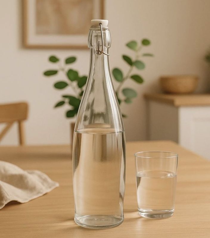 Round Glass Bottle Cliptop 1L