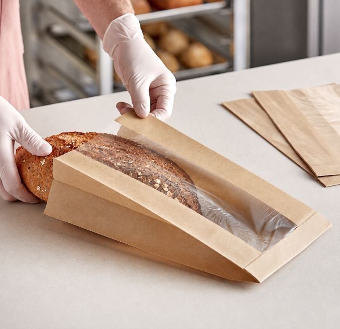 Kraft Paper Bread Bag Window WIDE 31 x 21 x 9 cm (Qty 50)