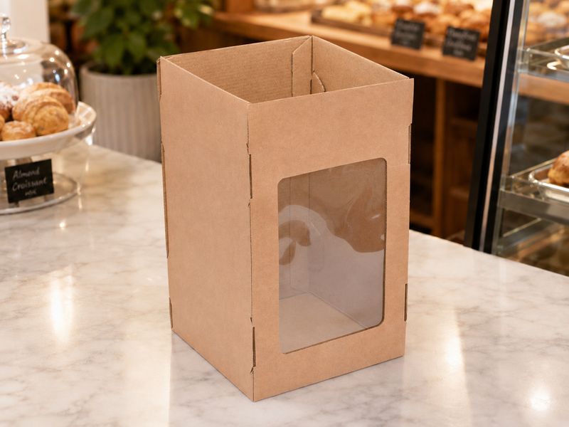 Cake Box Corrugated Kraft Base Window 8x8x14 (ea)