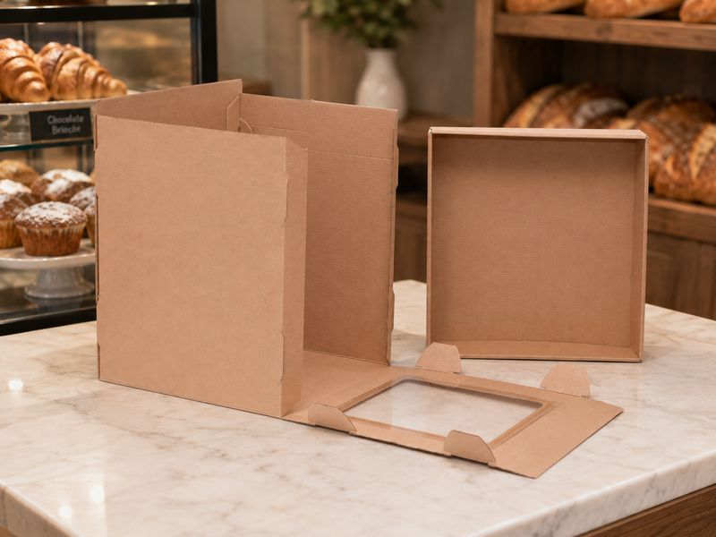 Corrugated Cake Box Kraft Base Window 12x12x14 (ea)