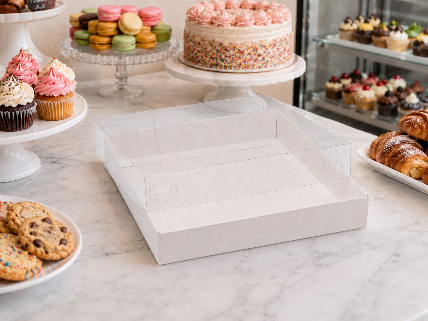 Box White Base with PVC Lid Display 250x250x40 mm (ea)