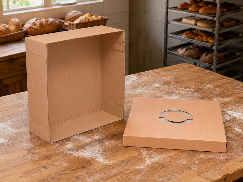18 Inch Kraft Cake Box with Lid – Corrugated Base – 17 cm High