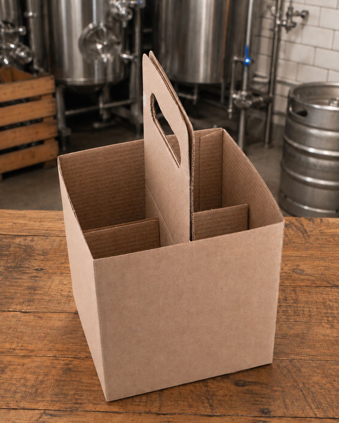 4-Bottle Kraft Beer Carrier with Handle