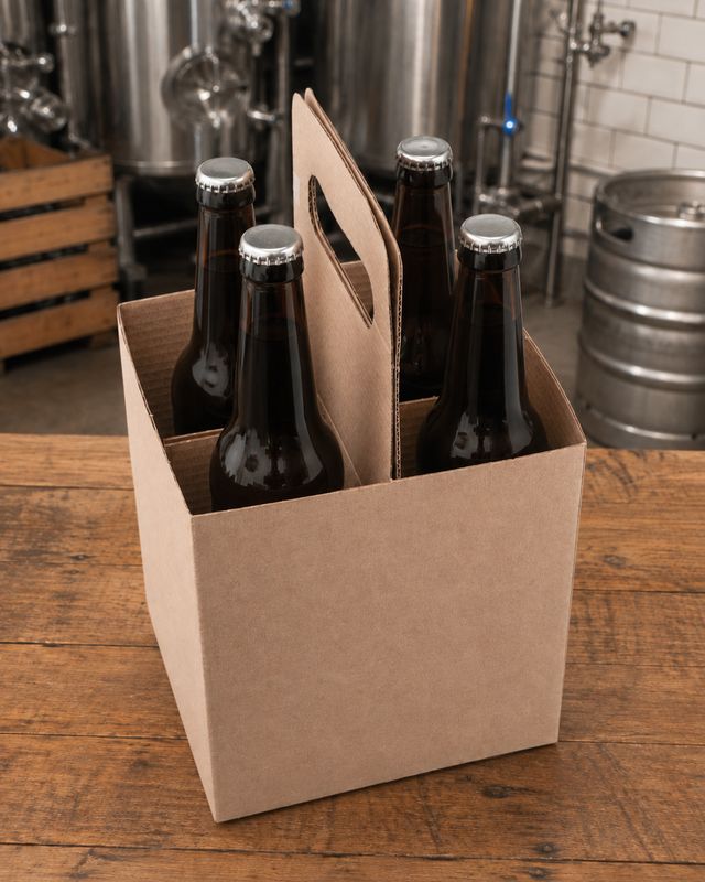 4-Bottle Kraft Beer Carrier with Handle