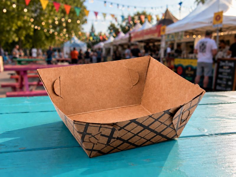 Burger Food Tray Eco Kraft - Black Check (ea)