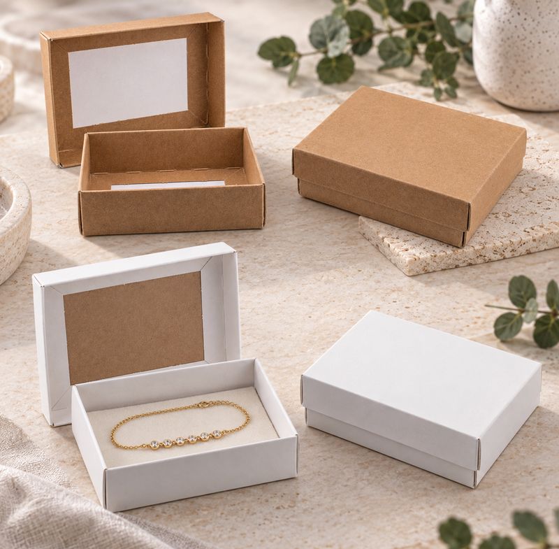 Kraft Bracelet Base &amp; Lid Box - 130 mm x 105 mm x 35 mm (ea)