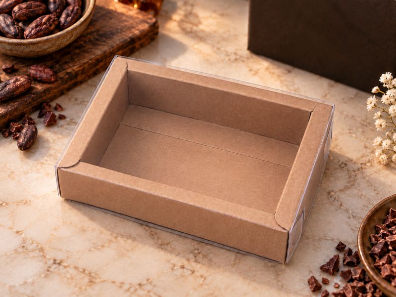 Extra Small Chocolate box + PVC lid- 140 x 100 x 30mm