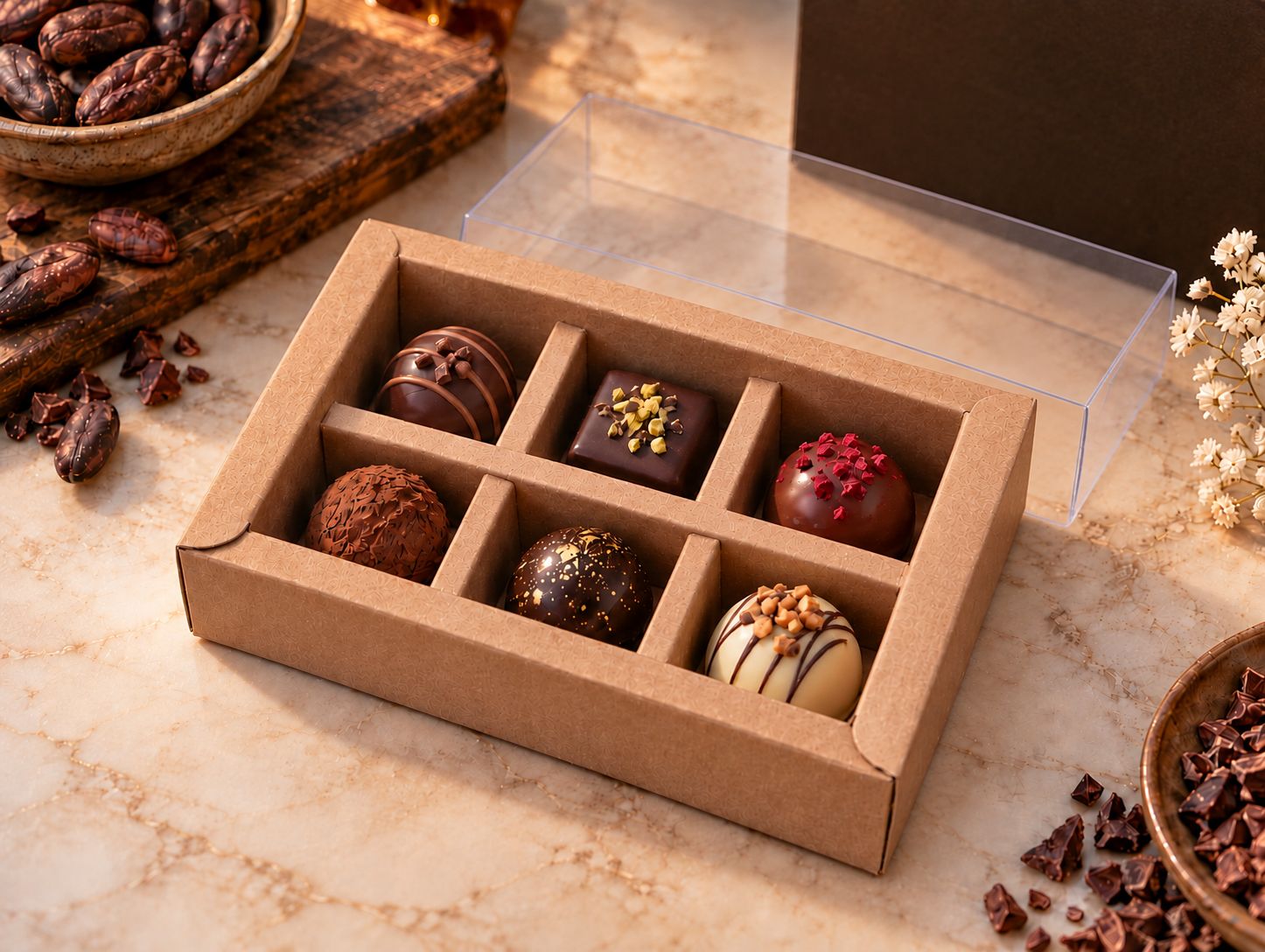 Extra Small Chocolate box + PVC lid- 140 x 100 x 30mm