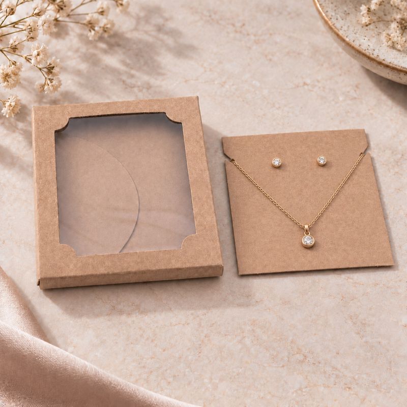 Window Jewellery Box Kraft - 85 x 105 x 15 mm (ea)