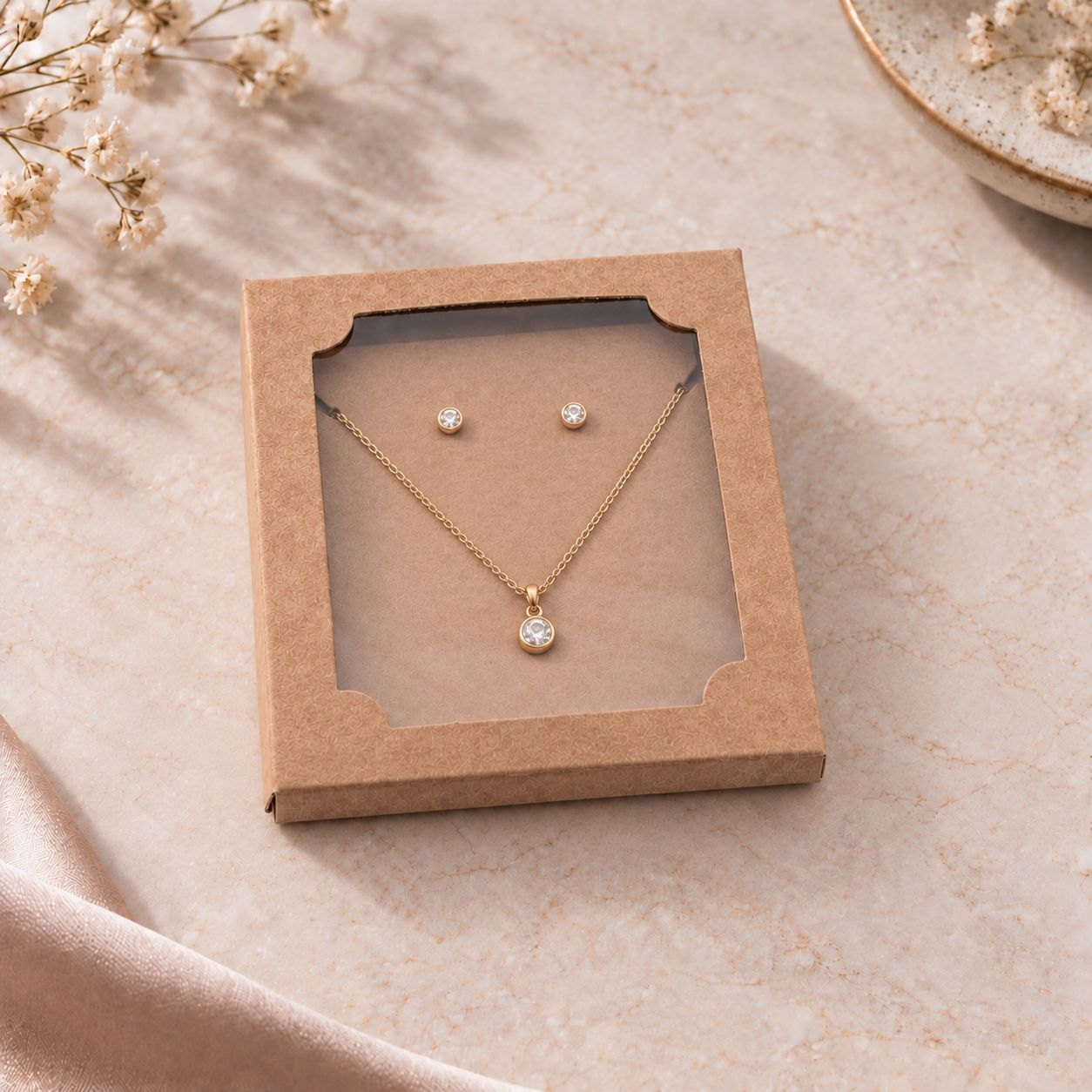 Window Jewellery Box Kraft - 85 x 105 x 15 mm (ea)