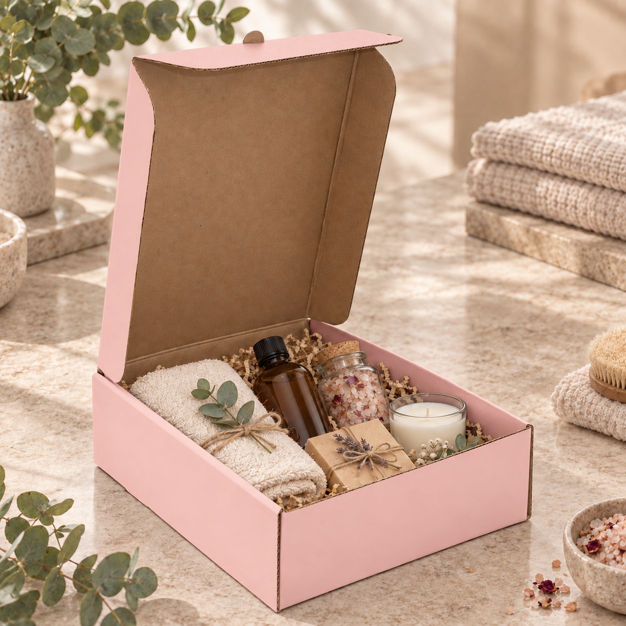 Box Corrugated Large Shipper Pink - 285 x 226 x 84mm (ea)