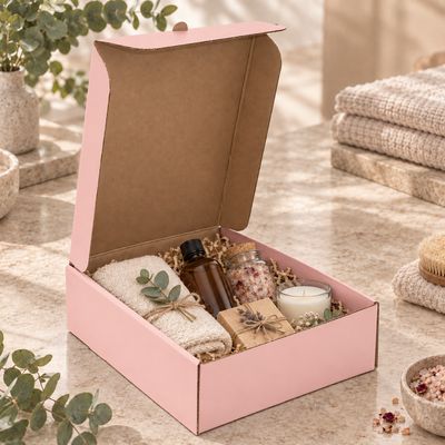 Box Corrugated Large Shipper Pink - 285 x 226 x 84mm (ea)