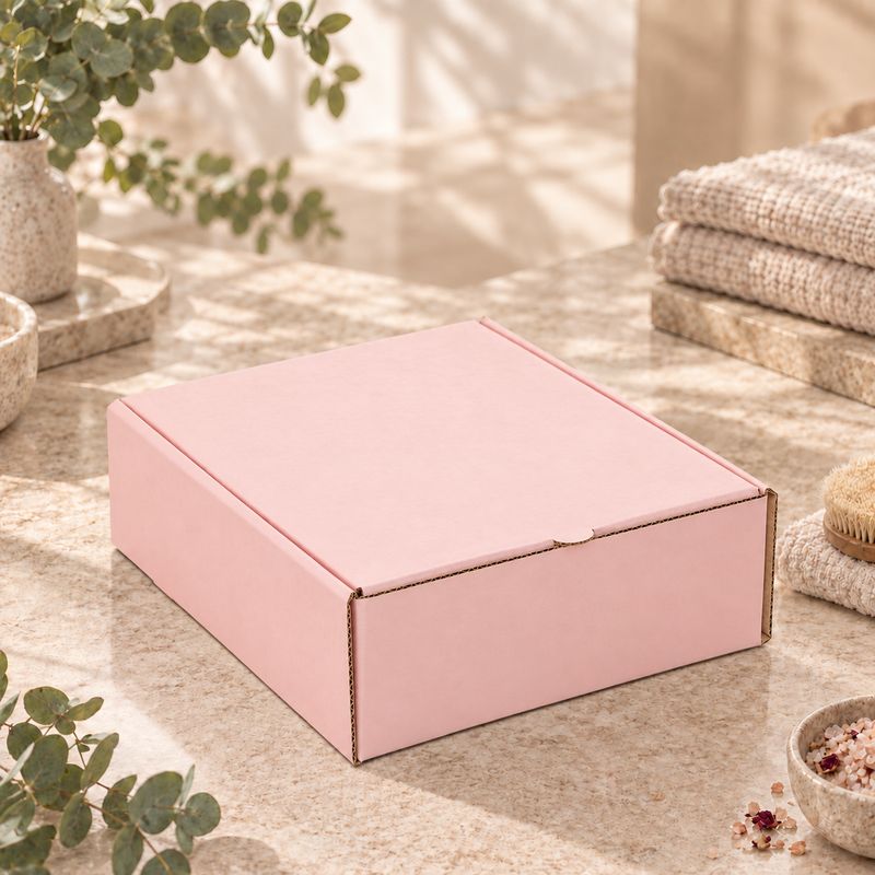 Box Corrugated Large Shipper Pink - 285 x 226 x 84mm (ea)