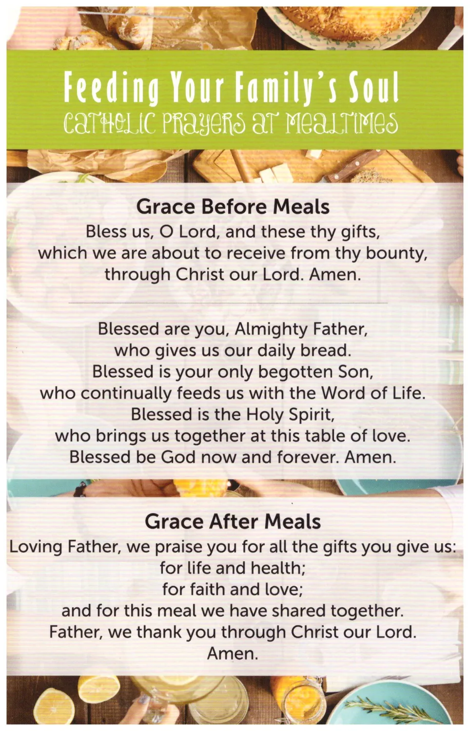 Feeding Your Familys Souls Prayer Card