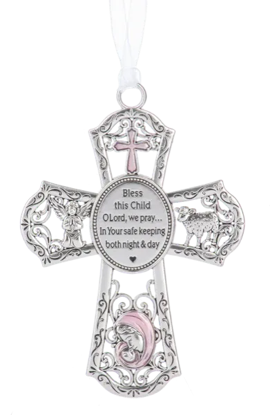 Crib Cross Ornament Pink