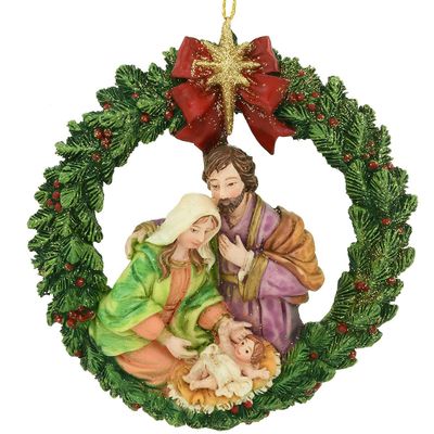 Holy Family In Wreath Ornament