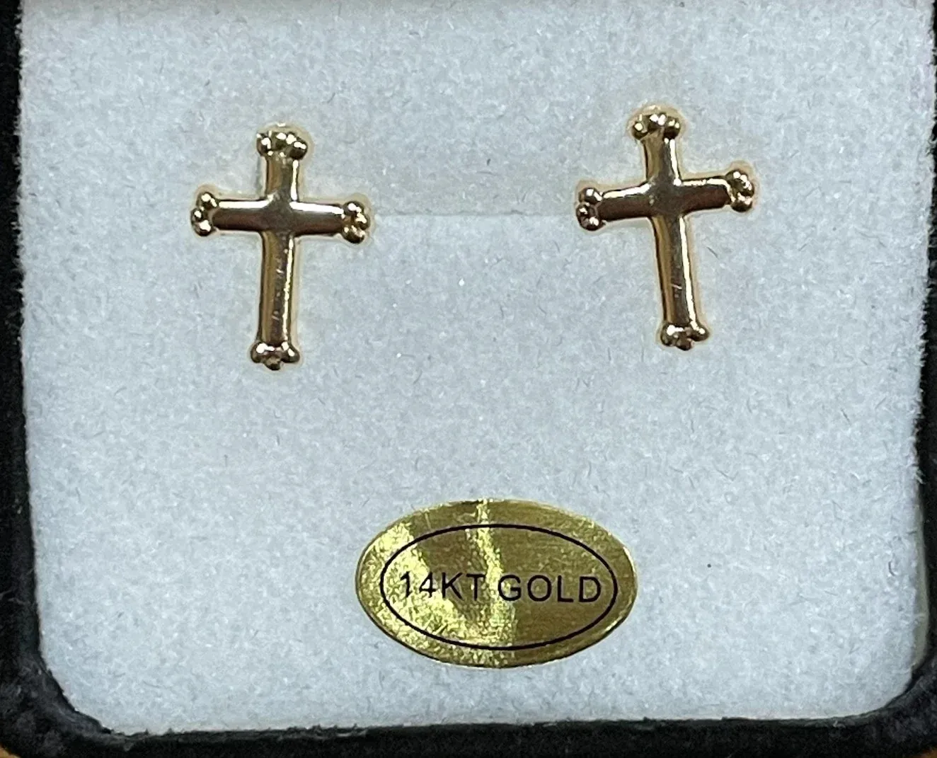 14K Gold Budded Cross Earrings
