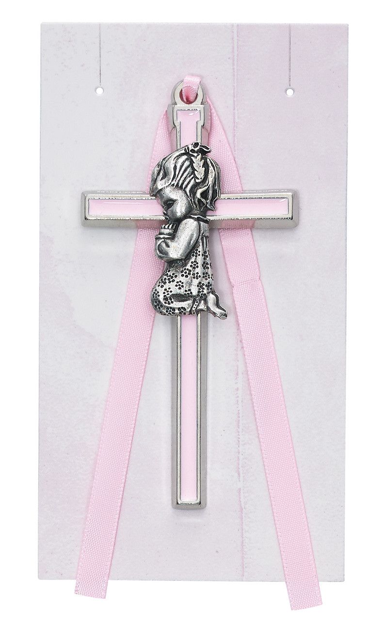 Pink Girls Crib Cross 3.5"
