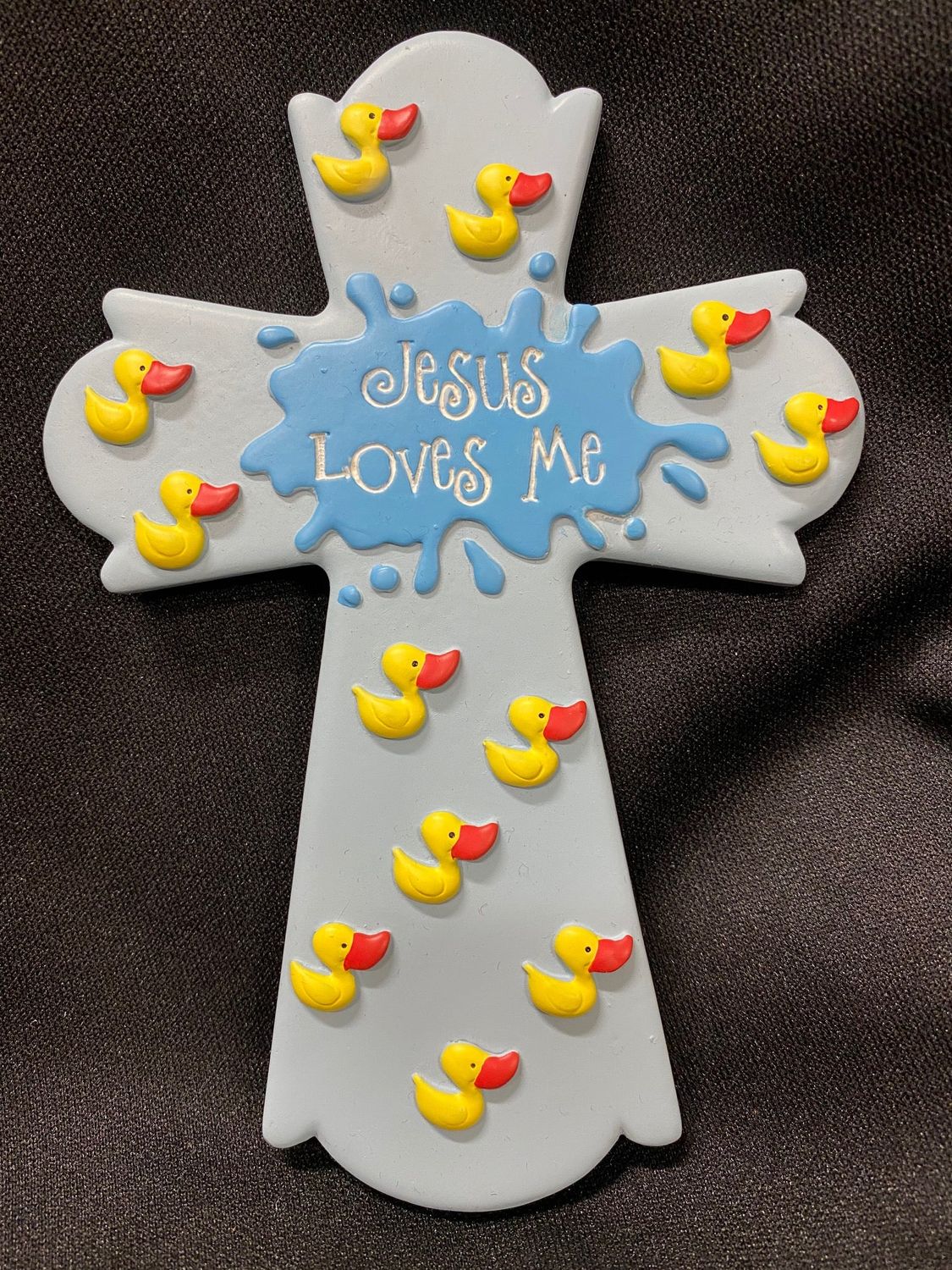 Jesus Loves Me Cross Bl/ Ducks