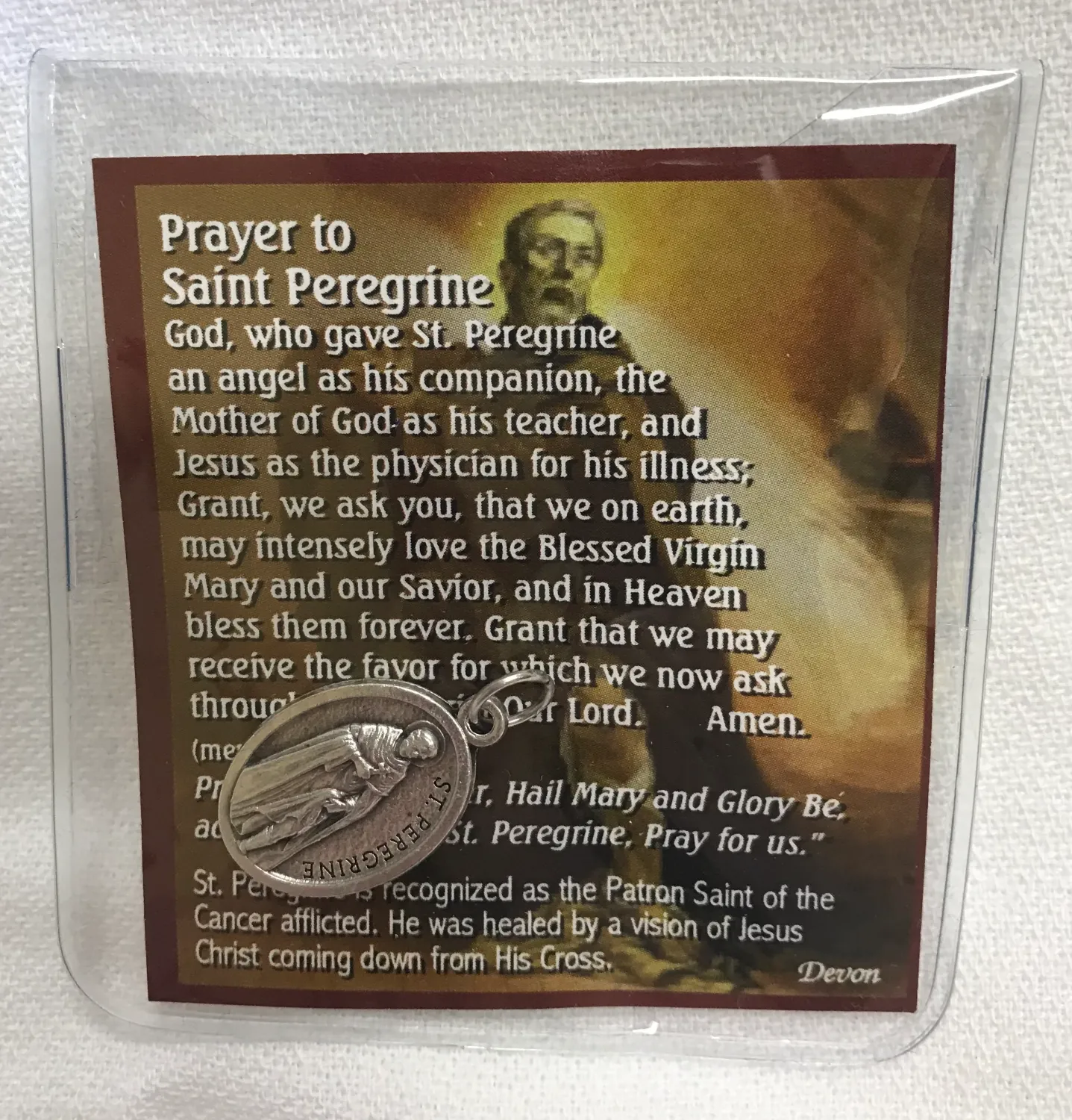 St Peregrine Prayer With Medal