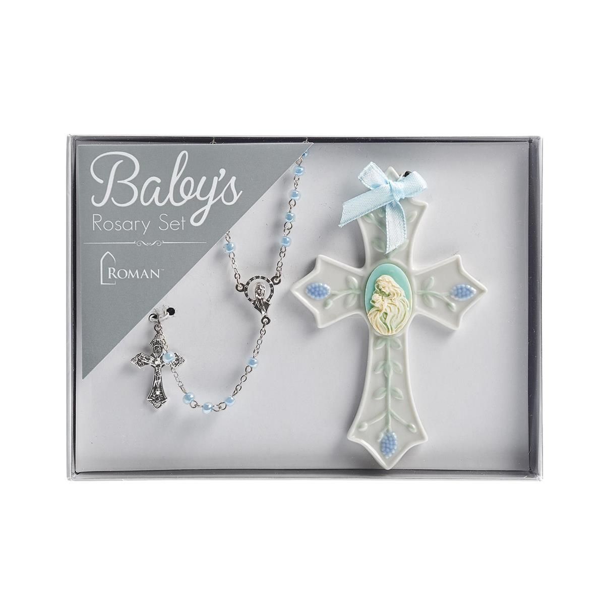 Baby Boy Porc Rosary/Cross Set
